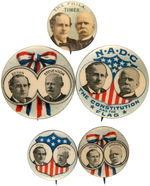 BRYAN AND STEVENSON FIVE JUGATE BUTTONS FROM 1900.