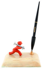 "STERLING BOLT COMPANY" FIGURAL PEN HOLDER.