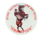 AUTRY RARE RODEO SOUVENIR BUTTON FROM HAKE COLLECTION.