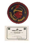 "STRAIGHT ARROW" TRIBAL SHOULDER PATCH AND MEMBER'S CARD.