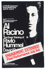 "AL PACINO IN THE BASIC TRAINING OF PAVLO HUMMEL" BROADWAY PLAY POSTER.