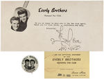 "EVERLY BROTHERS NATIONAL FAN CLUB" BUTTON & CLUB MATERIAL.