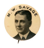 "M.W. SAVAGE" PORTRAIT BUTTON OF OWNER OF RACE HORSE DAN PATCH.