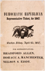 EARLY PAPER TICKET FROM 1847 ELECTION.