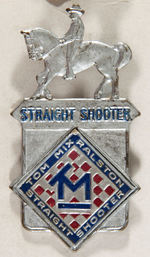 TOM MIX STRAIGHT SHOOTER BADGE WITH RARE FOLDER AND MAILING ENVELOPE.