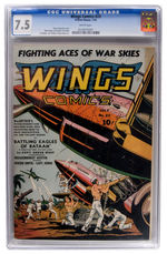 "WINGS COMICS" #23 JULY 1942 CGC 7.5 WHITE PAGES.