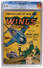 "WINGS COMICS" #17 JANUARY 1942 CGC 8.0 OFF-WHITE TO WHITE PAGES.