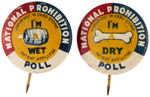 PROHIBITION FOUR ITEMS INCLUDING RARE JUGATE AND MATCHED "POLL" BUTTONS.