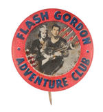 RARE "FLASH GORDON ADVENTURE CLUB" MOVIE SERIAL BUTTON.