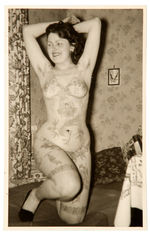 NUDE TATTOOED LADY REAL PHOTO POSTCARD.