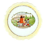 "TEDDY AND ROSA" BEARS CIRCA 1904 VISITING TR'S WHITE HOUSE GLAZED CHINA PLATE.