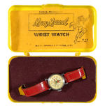 "MARY MARVEL WRISTWATCH" IN  PLASTIC CASE.