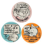 POGO THREE BUTTONS FROM SCARCE 1968 WALT KELLY SET.