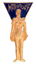 "METROPOLIS" FIGURAL TIE TAC FOR 1984 RE-RELEASE OF FILM CLASSIC.