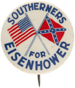 "SOUTHERNERS FOR EISENHOWER" WITH AMERICAN AND CONFEDERATE FLAGS.