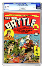 CAPTAIN BATTLE JR. #1 FALL 1943  CGC 9.2 OFF-WHITE TO WHITE PAGES  PENNSYLVANIA COPY.