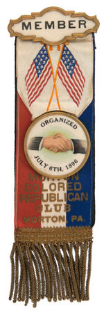 "MORTON COLORED REPUBLICAN CLUB" MEMBER RIBBON BADGE.