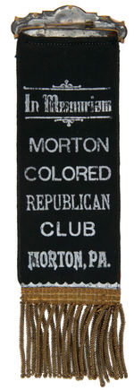 "MORTON COLORED REPUBLICAN CLUB" MEMBER RIBBON BADGE.