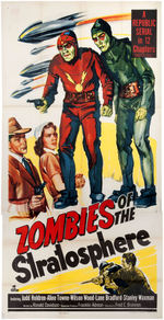 EARLY LEONARD NIMOY "ZOMBIES OF THE STRATOSPHERE" THREE-SHEET MOVIE SERIAL POSTER.