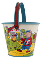 THREE LITTLE PIGS CHEIN SAND PAIL & SHOVEL PAIR.