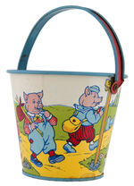 THREE LITTLE PIGS CHEIN SAND PAIL & SHOVEL PAIR.