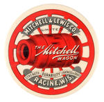 "THE MITCHELL WAGON" MIRROR WITH GRAPHIC WHEEL & HUB DESIGN.