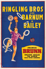 "RINGLING BROS. AND BARNUM & BAILEY" FRANCIS BRUNN - JUGGLER CIRCUS POSTER.