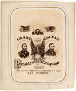 UNUSUAL LARGE 1868 GRANT/COLFAX CAMPAIGN CARD IN PERIOD FRAME.