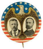 ROOSEVELT AND FAIRBANKS BEAUTIFUL EAGLE JUGATE WITH STARS AND STRIPES BACKGROUND.