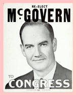 "RE-ELECT McGOVERN TO CONGRESS" WINDOW CARD FROM 1958.