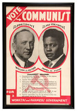 FOSTER/FORD 1932 COMMUNIST PARTY FRAMED RARE POSTER.