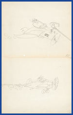 THE MAIL PILOT PRODUCTION DRAWING PAIR FEATURING MICKEY MOUSE.