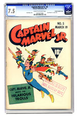 CAPTAIN MARVEL JR. #5 MARCH 1943 CGC 7.5 CREAM TO OFF-WHITE PAGES CROWLEY COPY/FILE COPY.