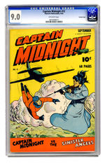 CAPTAIN MIDNIGHT #12 SEPTEMBER 1943 CGC 9.0 OFF-WHITE PAGES CROWLEY COPY.