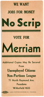 UPTON SINCLAIR 1934 GOV. OF CALIFORNIA CAMPAIGN SATIRICAL MONEY ISSUED BY HIS OPPONENT.