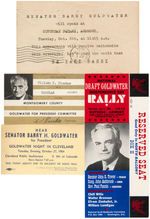 TEN GOLDWATER CAMPAIGN ITEMS: GLASSES, LICENSE PLATES, BUTTONS AND EPHEMERA.