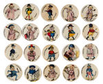 "LITTLE PINKIES" 1896 COMPLETE SET OF 20 BUTTONS.