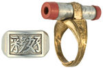 TERRY AND THE PIRATES GOLD ORE DETECTOR RING PLUS CHINESE GOOD LUCK RING.