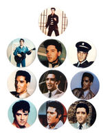 ELVIS PRESLEY 10 SUPERB COLOR MOVIE ROLE UNLICENSED AND RARE 1980s BUTTONS.