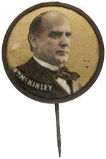 McKINLEY FOUR STICKPINS PLUS SPINNING CHARM SHOWING ROOSEVELT IN ROUGH RIDER UNIFORM.