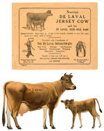 “DE LAVAL CREAM SEPARATORS” DIE-CUT COW/CALF TIN LITHO FIGURES WITH ENVELOPE.