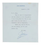 JOAN CRAWFORD SIGNED LETTER.