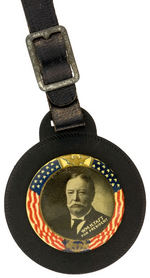 TAFT GRAPHIC CELLULOID ON FIBERBOARD WATCH FOB.