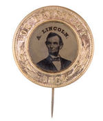 BEAUTIFUL "FOR PRESIDENT A. LINCOLN" FERROTYPE BADGE DeWITT/SULLIVAN 1864-95.