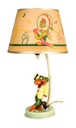 JOE CARIOCA CERAMIC LAMP WITH PANCHITO SHADE.