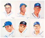 "LIVING LEGENDS" GROUP OF SIX LIMITED EDITION BASEBALL PLAYERS SIGNED PRINTS.