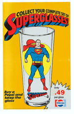 “SUPERMAN/CAPTAIN MARVEL/WONDER WOMAN SUPERGLASSES!” PEPSI SIGN TRIO.
