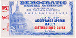 JFK NEW FRONTIER THEME TICKET STUB DNC "JULY 15, 1960/ACCEPTANCE SPEECH RALLY."