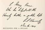 EDWARD M. KENNEDY INSCRIBED COPY OF HIS BOOK "DECISIONS FOR A DECADE."