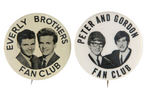 EVERLY BROTHERS, PETER AND GORDON, BOBBY RYDELL TRIO OF ROCK AND ROLL BUTTONS.